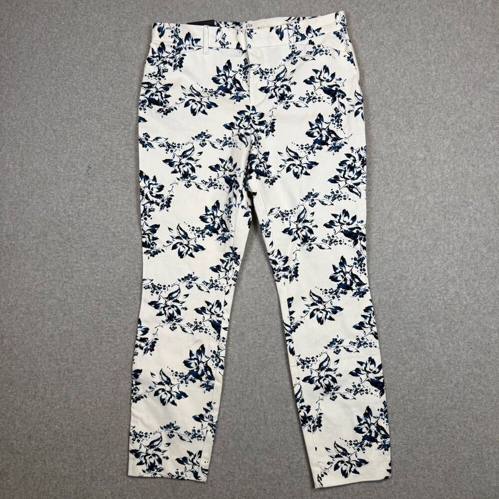 Brand New Gap Women's Size 10 Signature Skinny Ankle White Floral Pants Midrise